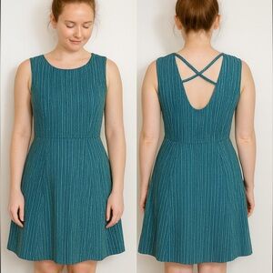 Title Nine Teal Fit & Flare Sleeveless Dress Crisscross Back Size Medium